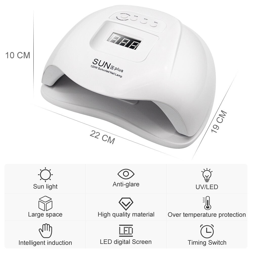 120W UV LED Nail Lamp - Nail Polish Manicure & Pedicure Dryer