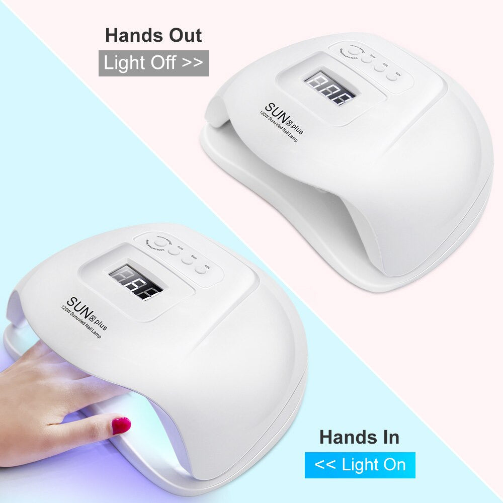 120W UV LED Nail Lamp - Nail Polish Manicure & Pedicure Dryer