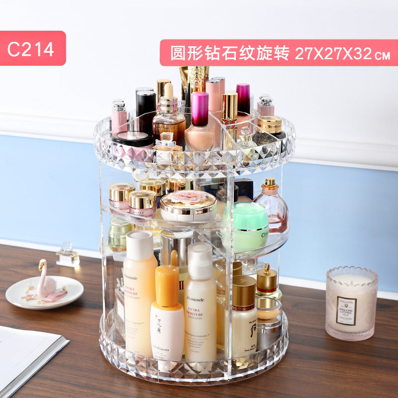 Wei love diamond pattern rotating cosmetic storage box creative diamond pattern makeup box skin care products storage box wholesale