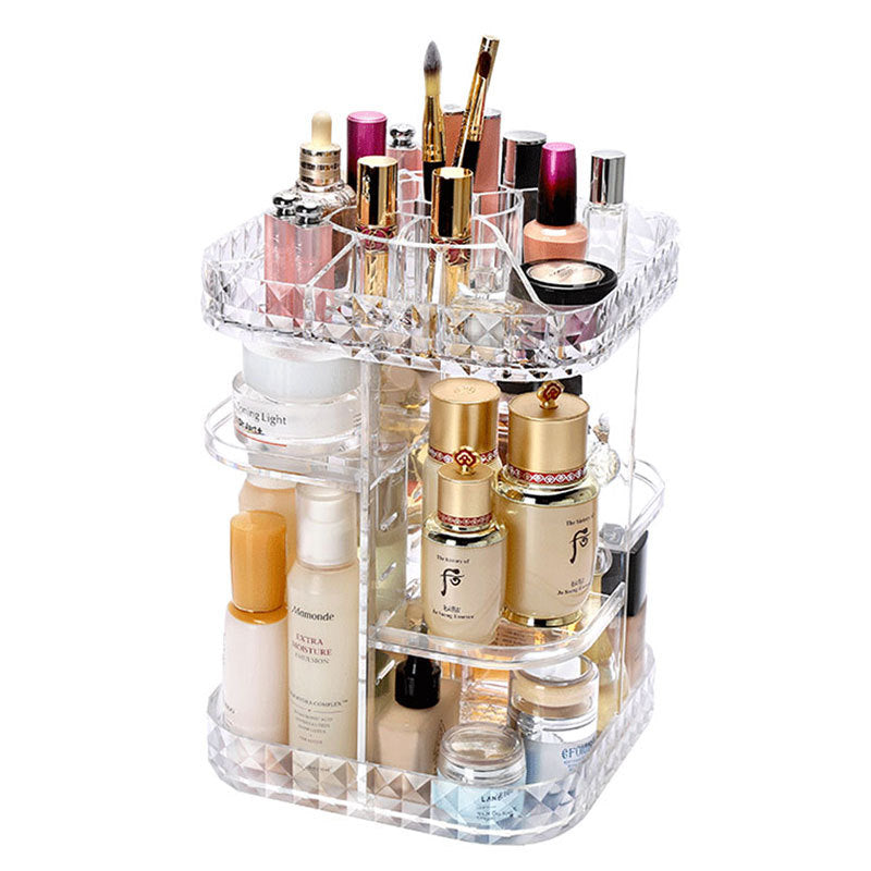 Wei love diamond pattern rotating cosmetic storage box creative diamond pattern makeup box skin care products storage box wholesale