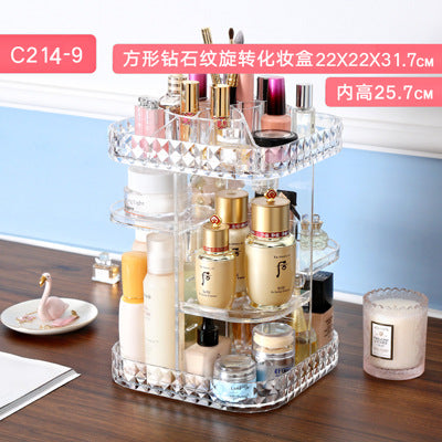 Wei love diamond pattern rotating cosmetic storage box creative diamond pattern makeup box skin care products storage box wholesale