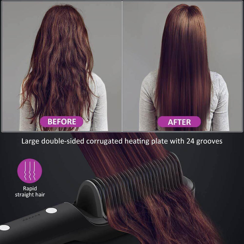 Professional 2 in 1 Ceramic Hair Straightener | Curling Comb - 5 Heat Settings