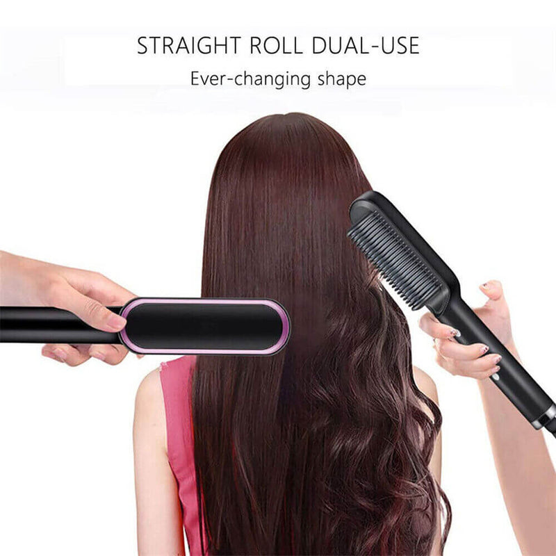 Professional 2 in 1 Ceramic Hair Straightener | Curling Comb - 5 Heat Settings